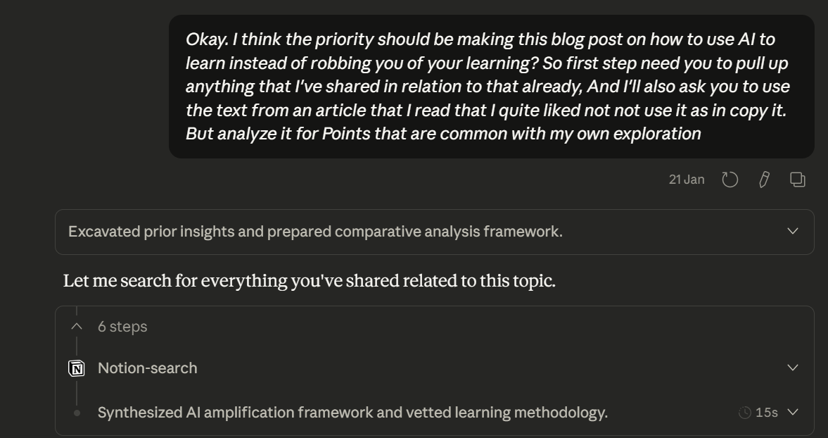 Example of capturing half-formed thoughts and brain dumps before using AI